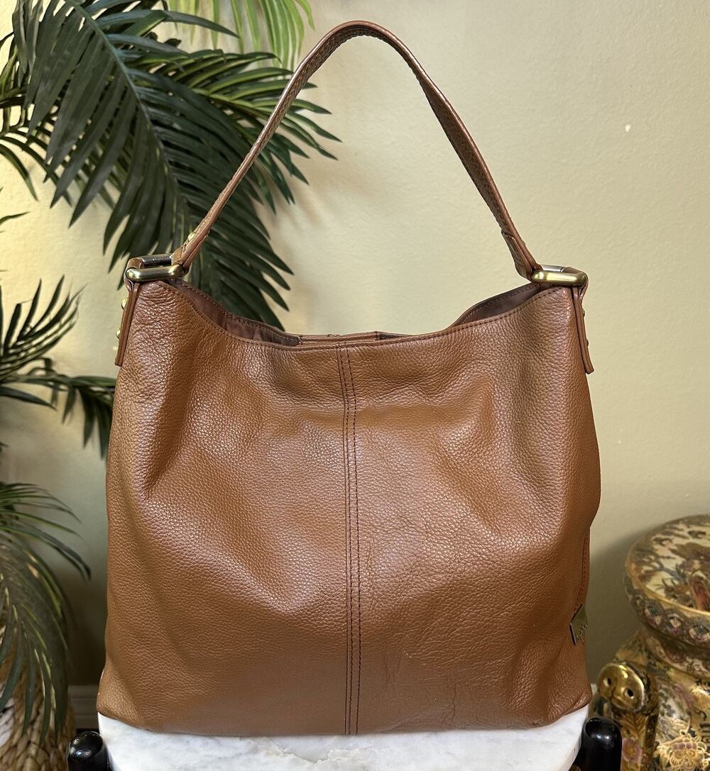 Kooba Y2K Hobo Shoulder Bag Pebbled soft Brown Camel Leather Boho hippie